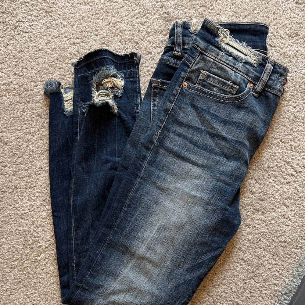 BKE Billie High Rise Ankle Skinny Jeans - Dark Blue